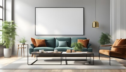 mock up blank poster on the wall of vintage living room, 3D rendering, 3D illustration, wallpapers, stock photos, life stock, mockups