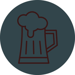 Beer Grey Red Line Circle Icon Line Circle Icon