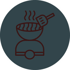 Barbecue Grey Red Line Circle Icon Line Circle Icon