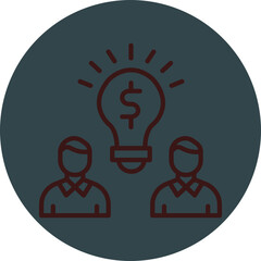 Business Idea Grey Red Line Circle Icon Line Circle Icon