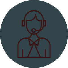 Customer Service Grey Red Line Circle Icon Line Circle Icon