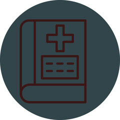 Medical Book Grey Red Line Circle Icon Line Circle Icon