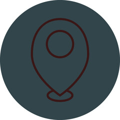 Location Mark Grey Red Line Circle Icon Line Circle Icon