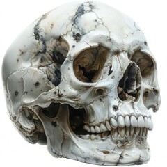 a skull with a cracked face and a missing jaw