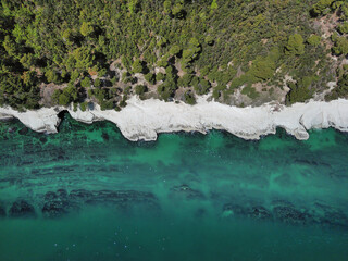 aerial view of the rugges coast of monte conero near numana