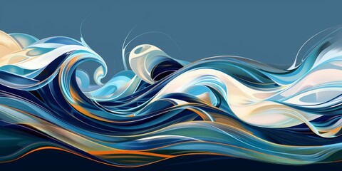 dynamic ocean waves abstract seascape artwork seascape painting vibrant colors splashing water...