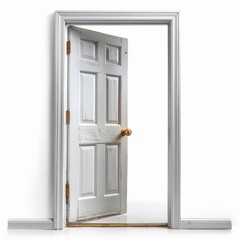 a door with a handle open in a white room
