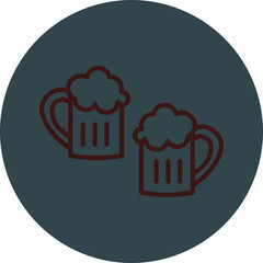 Beer Grey Red Line Circle Icon Line Circle Icon