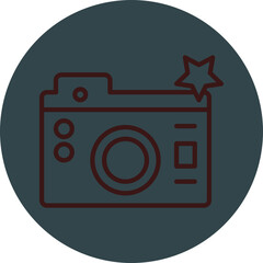 Camera Grey Red Line Circle Icon Line Circle Icon