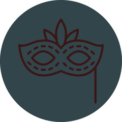 Carnival Mask Grey Red Line Circle Icon Line Circle Icon