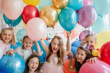 Isolated helium balloon at birthday party celebration fun