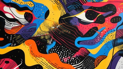 wallpaper colorful design illustrated with bold pop graphics, very artistic and iconic