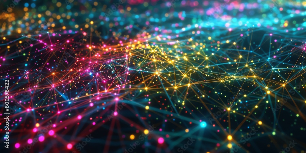 Aufkleber the cyber network: a vibrant exploration of virtual connectivity and data flow.