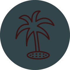 Plam tree Grey Red Line Circle Icon Line Circle Icon