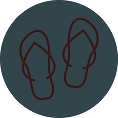 Slippers Grey Red Line Circle Icon Line Circle Icon