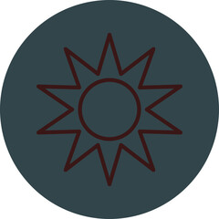 Sun Grey Red Line Circle Icon Line Circle Icon