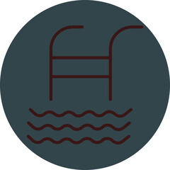 Swimming pool Grey Red Line Circle Icon Line Circle Icon