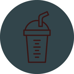 Protein Shake Grey Red Line Circle Icon Line Circle Icon