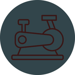 Stationary Bicycle Grey Red Line Circle Icon Line Circle Icon