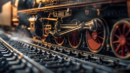 Fototapeta premium Side profile of a locomotive in motion, captured with cinematic precision and professional photography techniques.