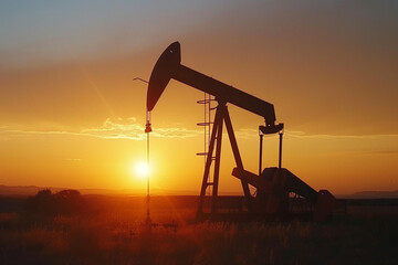 A pumpjack against the setting sun, a symbol of enduring energy extraction amidst the shifting sands of fossil fuel debates 