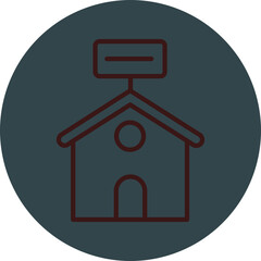 House Rental Grey Red Line Circle Icon Line Circle Icon