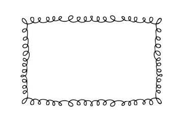 Hand drawn rectangular horizontal empty frame. Simple doodle vector illustration for decor and design.