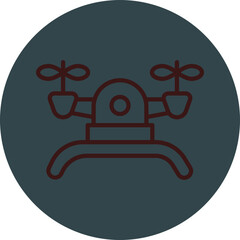 Drone Grey Red Line Circle Icon Line Circle Icon
