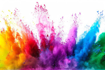 A rainbow of Holi powder colors splashed against a white background providing a vivid and lively wallpaper 