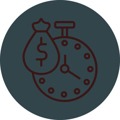 Payment Time Grey Red Line Circle Icon Line Circle Icon