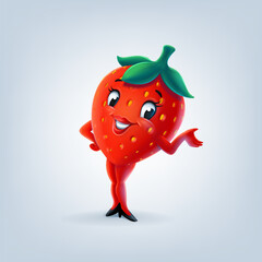 strawberry female cartoon mascot design