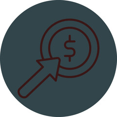 Pay Per Click Grey Red Line Circle Icon Line Circle Icon