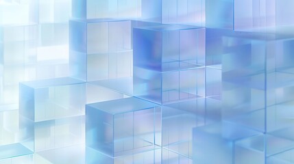 A mesmerizing array of reflective cubes in different transparencies with a cool blue gradient for a modern look