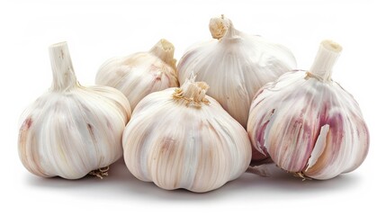 Fototapeta premium A high-resolution image of multiple garlic bulbs with details on the textures and natural variations in color