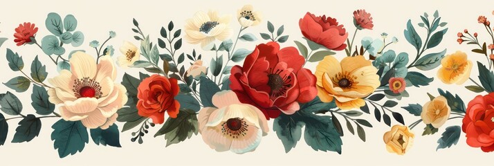 flower illustration banner with a vintage look
