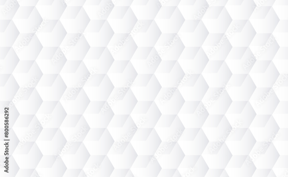 Poster Abstract white 3d background with hexagons seamless pattern. Vector 