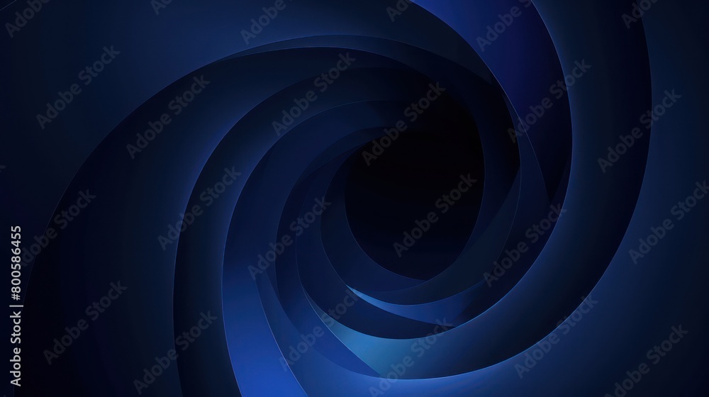 Poster an abstract image with a dark blue spiral design that represents depth and continuum in a modern art