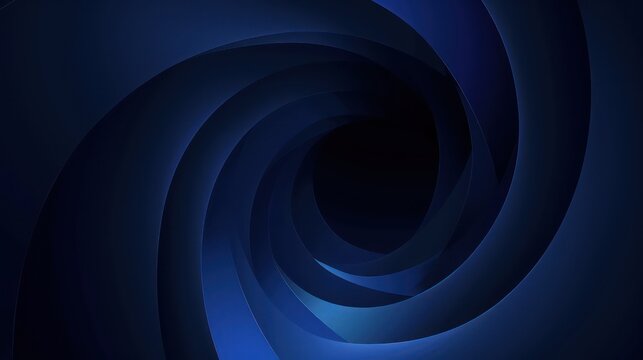 An abstract image with a dark blue spiral design that represents depth and continuum in a modern artistic style