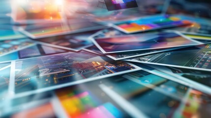 marketing wallpaper with several and dynamic shapes and materials 
