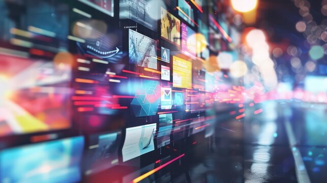 marketing wallpaper with several and dynamic shapes and materials 
