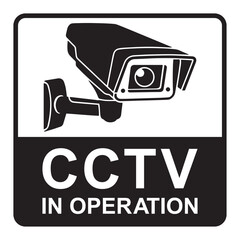 Security camera icon, video surveillance, cctv sign. Black square indicating camera operation. 24 hours monitoring, safety home protection system. Fixed CCTV, Security Camera Icon Vector.