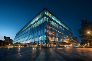Obraz premium closeup glass building in the night