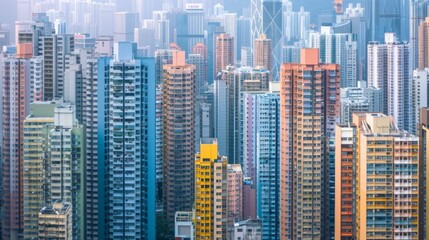 An urban jungle of high-rise buildings stretching as far as the eye can see, symbolizing the density and dynamism of modern city living.