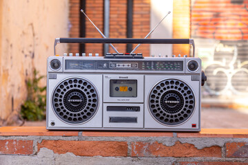 boombox with urban background - 800590625