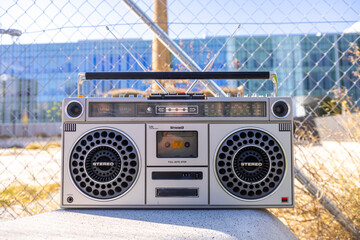 boombox with urban background - 800592228