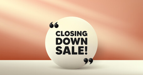 Obraz premium Closing down sale. Circle frame, product stage background. Special offer price sign. Advertising discounts symbol. Closing down sale round frame message. Minimal design offer scene. Vector