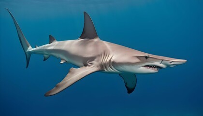 A Hammerhead Shark With Its Dorsal Fin Breaking Th Upscaled
