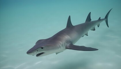 A Hammerhead Shark With Its Dorsal Fin Breaking Th Upscaled 2