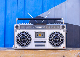 boombox with urban background - 800592464