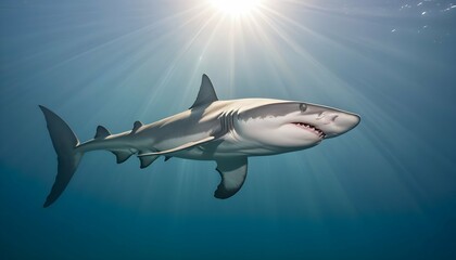A Hammerhead Shark With Sunlight Filtering Through Upscaled 5
